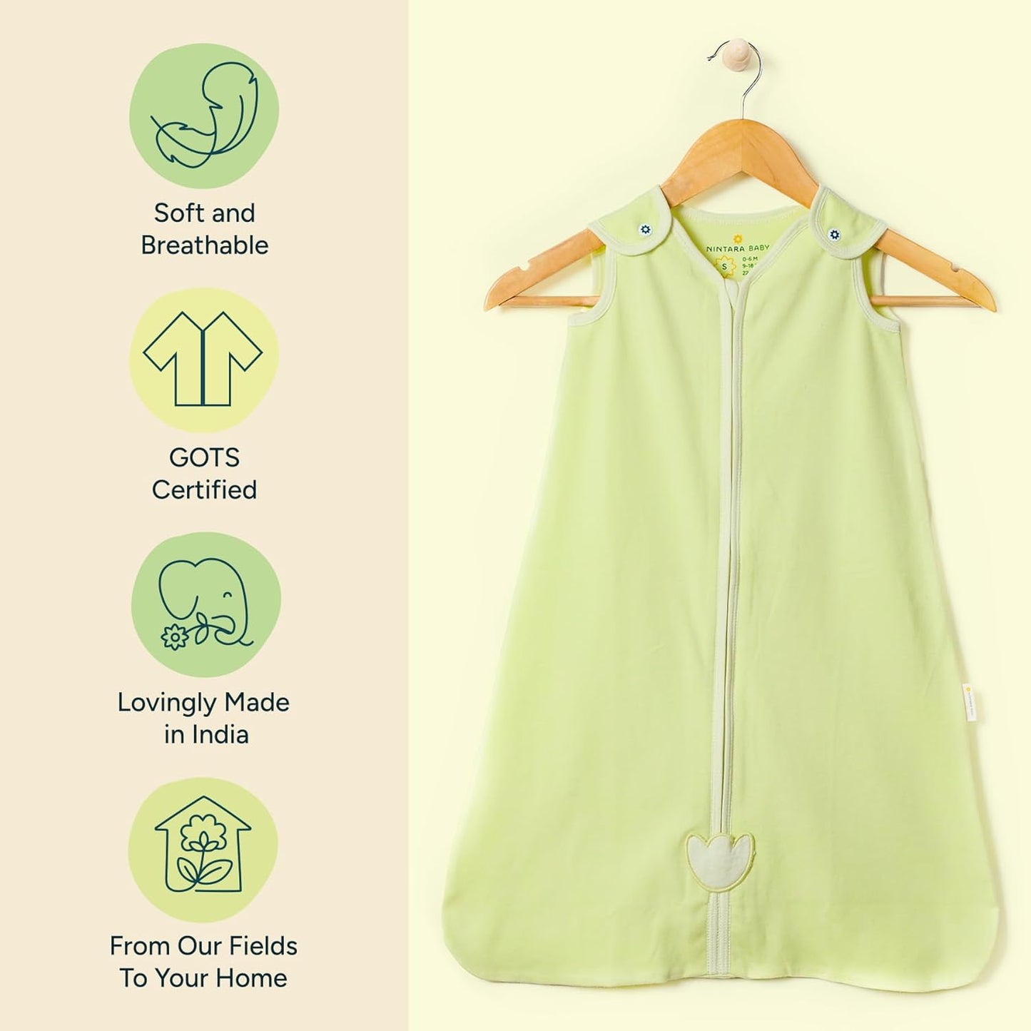 EDZZEL Baby 0.5 TOG Sleep Sack - Premium Organic Cotton, Lightweight Wearable Blanket for Newborns, Infants & Toddlers (0-24 Months), Unisex Baby Sleeping Bag, Gifts for Babies